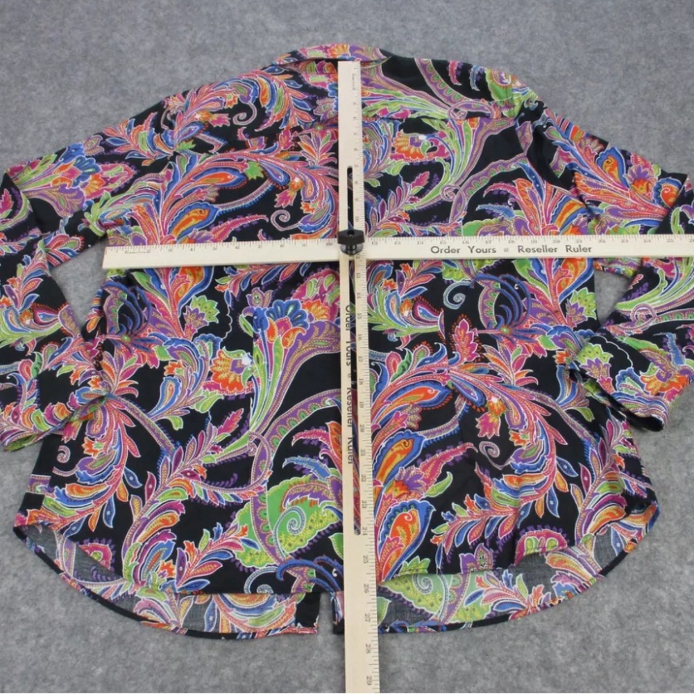 Lauren Ralph Lauren Black Floral Paisley Button-Up Blouse - Picture 4 of 7